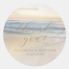 Sunset Beach Wedding | Thank You Sticker Runt Klistermärke