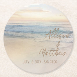 Sunset Beach Wedding Underlägg Papper Rund