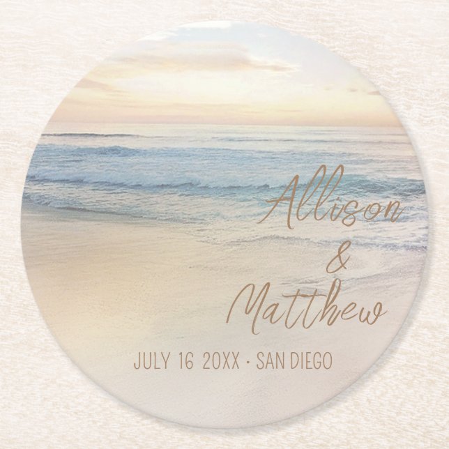 Sunset Beach Wedding Underlägg Papper Rund (Framsidan)