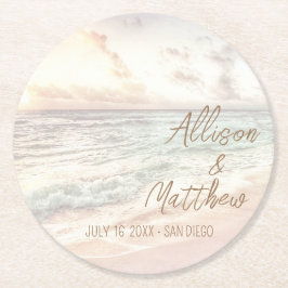 Sunset Beach Wedding Underlägg Papper Rund