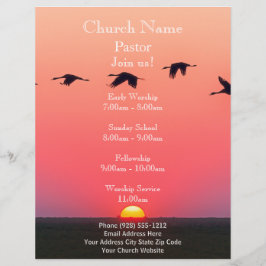Sunset Birds Church Flyer, Gå med oss Reklamblad