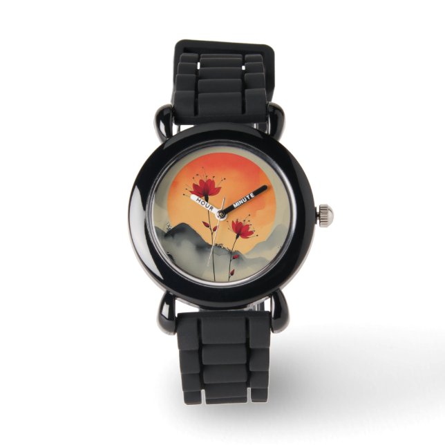 Sunset Blommar Wristwatch Armbandsur (Framsida)
