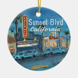 Sunset Blvd Los Angeles Prydnad Julgransprydnad Keramik