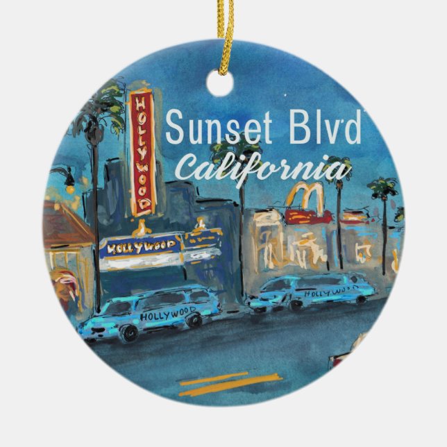 Sunset Blvd Los Angeles Prydnad Julgransprydnad Keramik (Framsidan)