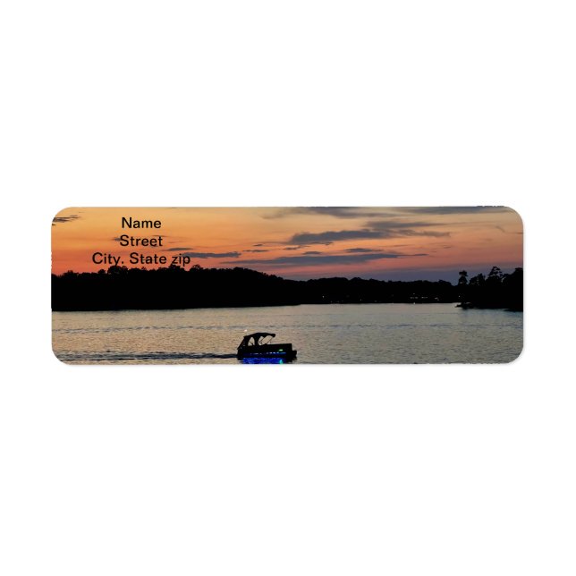 Sunset Boat Ride på Jackson Sjö, Georgienmärkning Returadress Etikett (Framsidan)