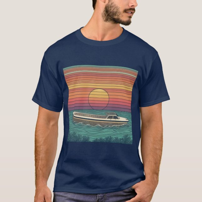Sunset Boat Service T Shirt (Framsida)