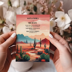 Sunset Boho Desert Cactus Bröllop Inbjudningar