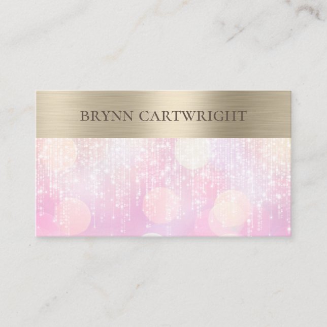 Sunset Bokeh Twinkle Ljus Rosa och Guld Visitkort (Framsida)