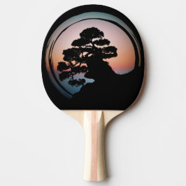 Sunset Bonsai Träd Ceramic Tile Desk Organizer Gol Pingisracket