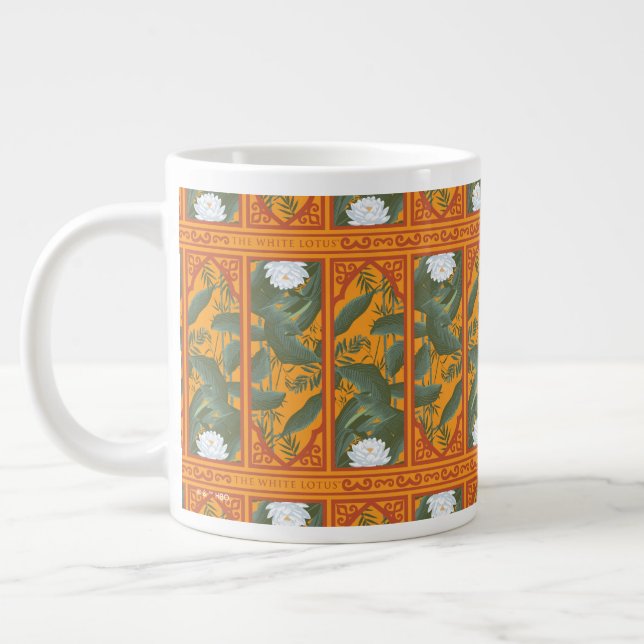 Sunset Botanical Panel Mönster - White Lotus Jumbo Mugg (Vänster)