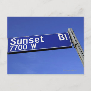 Sunset Boulevard-tecken mot blå himmel Vykort