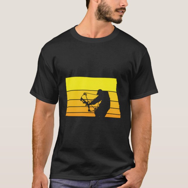 Sunset Bowhunter North Dakota T Shirt (Framsida)