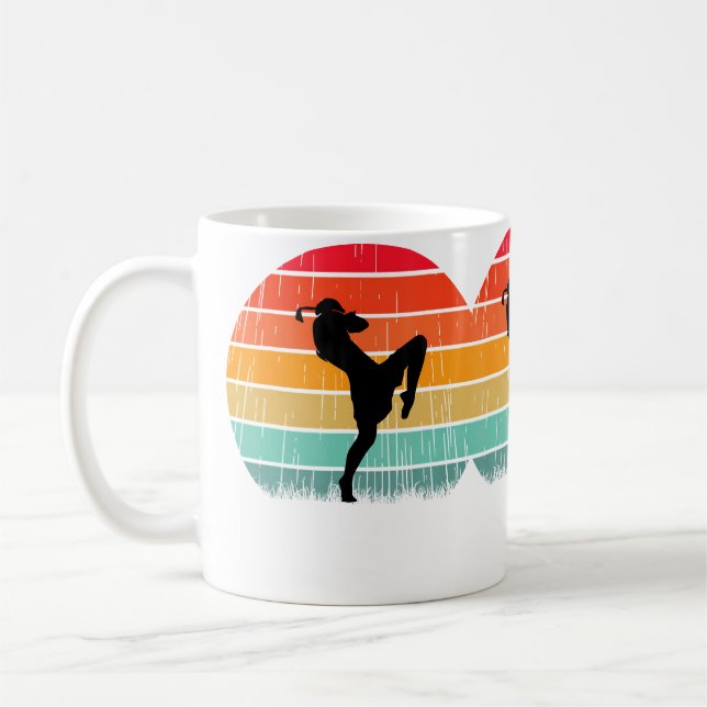 Sunset Boxing Fighter Kick Muay Thai Lover Kaffemugg (Vänster)