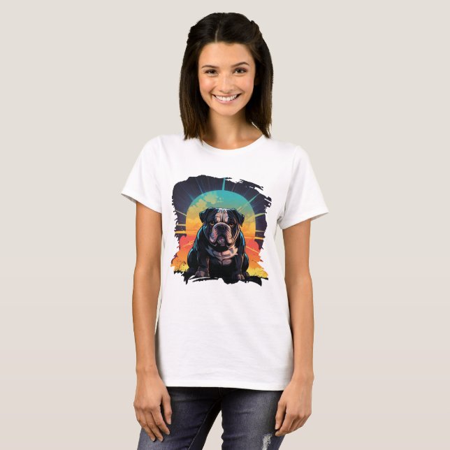 Sunset Bulldog Vibes T Shirt (Hel framsida)