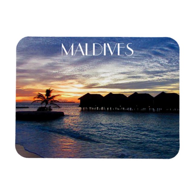 sunset bungalows maldives magnet (Horisontell)