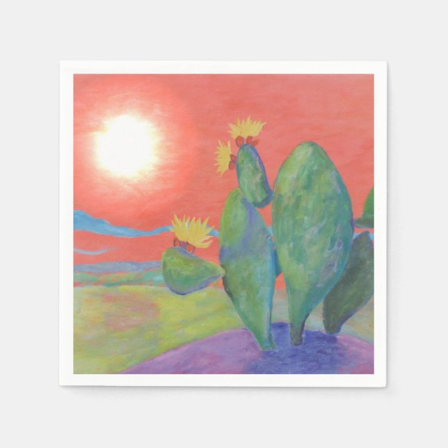 Sunset Cactus Napkin Pappersservett (Framsidan)