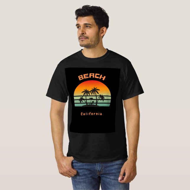 Sunset California strand T Shirt (Hel framsida)