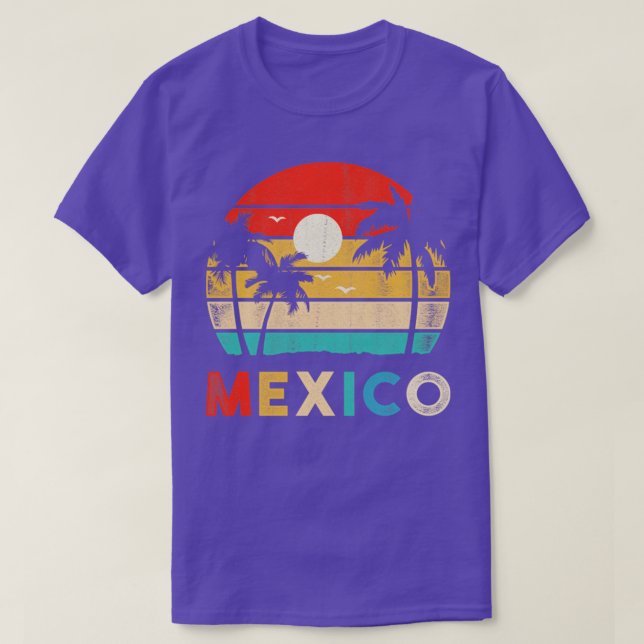 Sunset Cancun Beach Mexico Retro Mexican T Shirt (Design framsida)