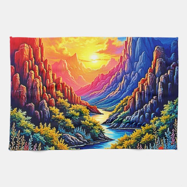  Sunset Canyon River Art Kökshandduk (Horisontell)