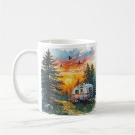 Sunset Caravan Camping Illustration Mug Kaffemugg