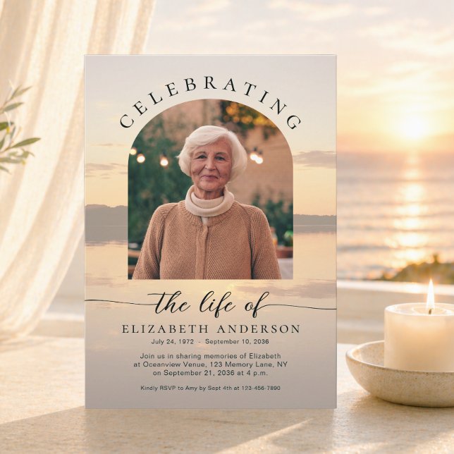 Sunset Celebration of Life Photo Invitation Inbjudningar (Skapare uppladdad)