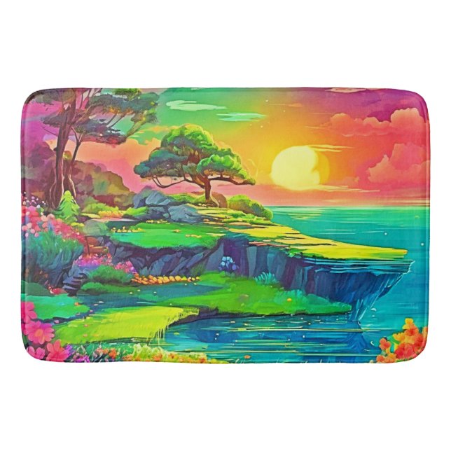 Sunset Cliff Paradise Art Badrumsmatta (Framsidan)