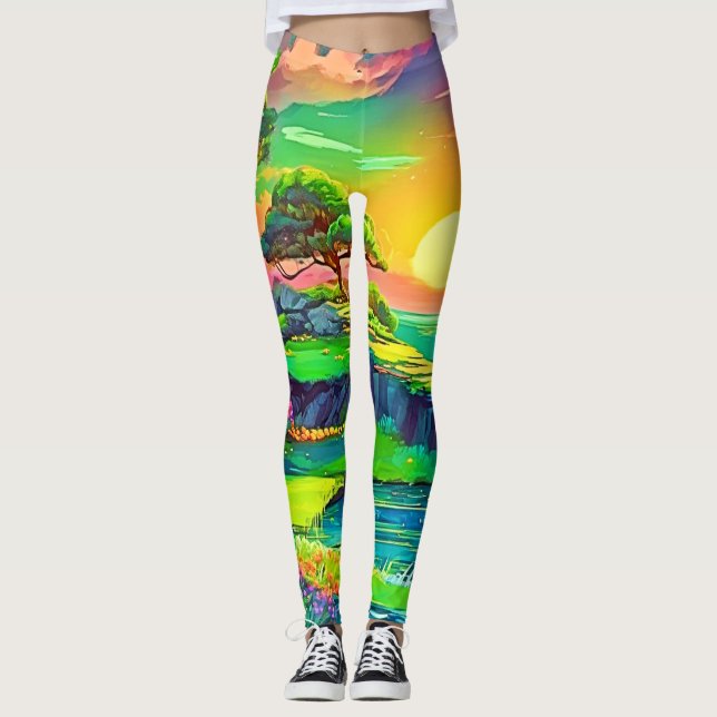Sunset Cliff Paradise Art Leggings (Framsida)