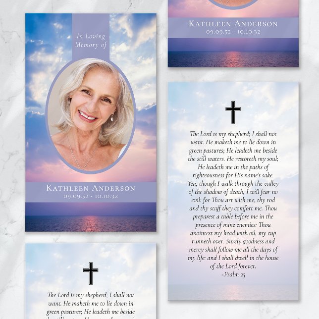 Sunset Clouds Heaven Memorial Prayer Card (Skapare uppladdad)