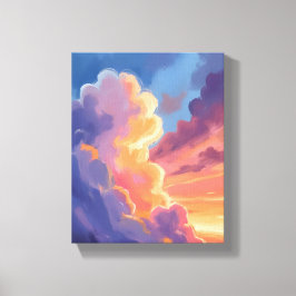 Sunset Clouds | Watercolor Sky Painting Colorful Canvastryck