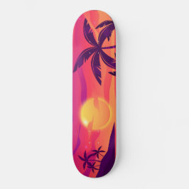 Sunset Coastal Handflatan Träd Mini Skateboard Bräda 18,5 Cm