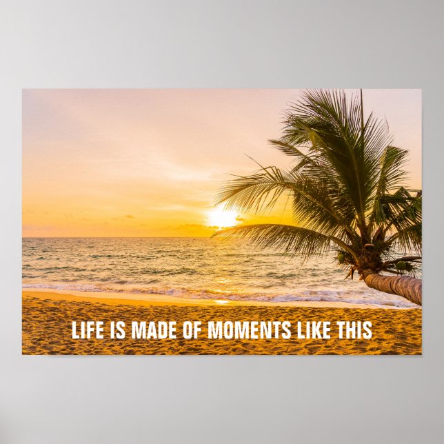 Sunset Coconut Handflatan på stranden Poster (Framsidan)