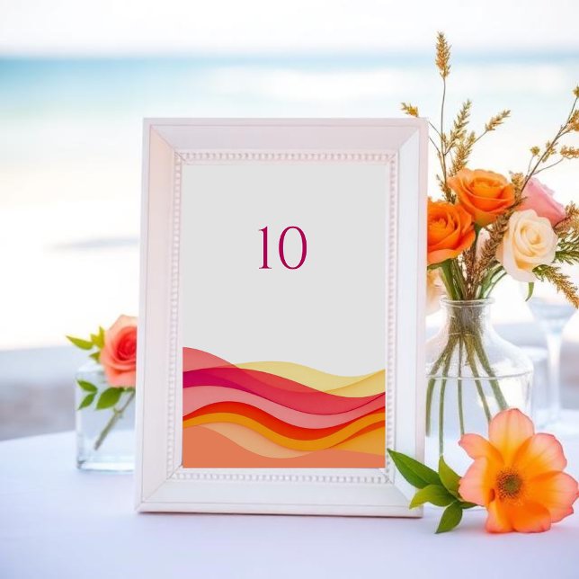 Sunset Color Waves Modern Wedding Bordsnummer (Sunset Color Waves Modern Wedding Table Number )
