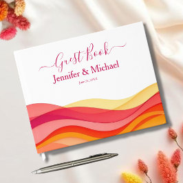 Sunset Color Waves Modern Wedding Gästböcker