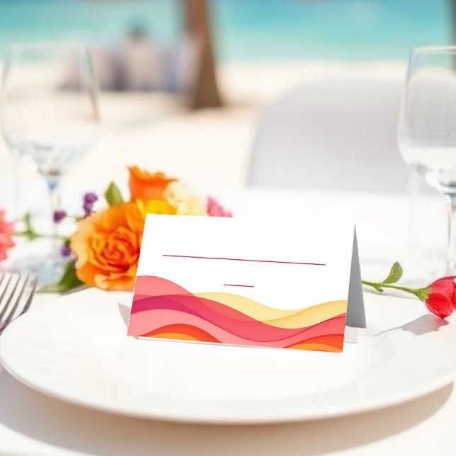 Sunset Color Waves Modern Wedding Placeringskort (Sunset Color Waves Modern Wedding Place Card)