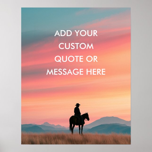 Sunset Cowboy Häst - Skapa Din Egen Citat Poster (Framsidan)