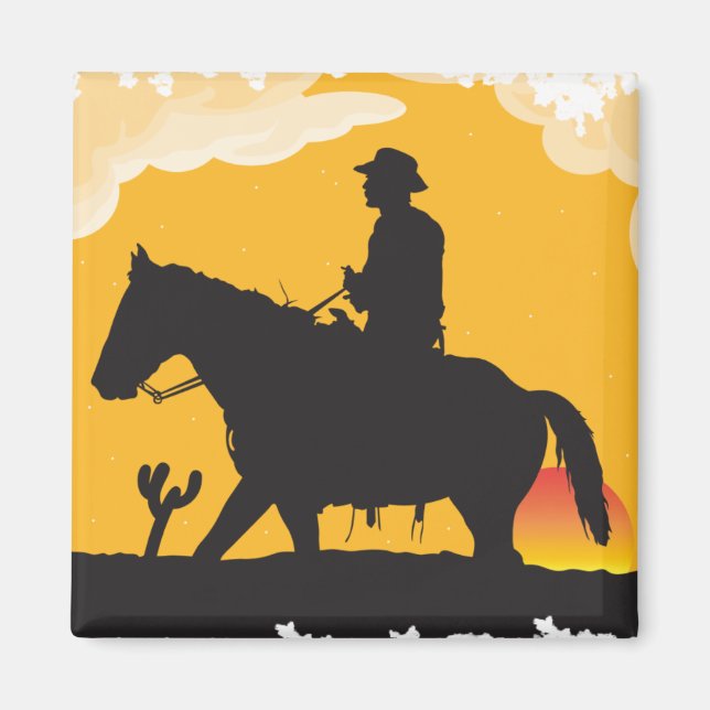 Sunset Cowboy Magnet (Framsidan)