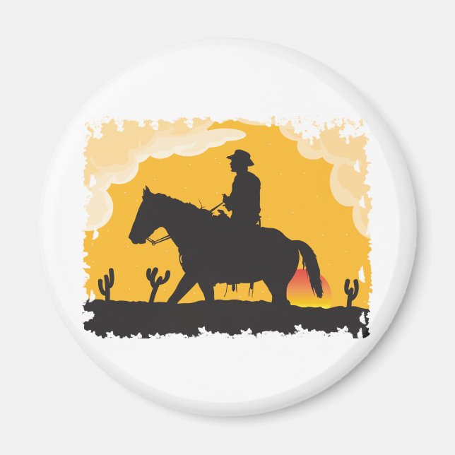 Sunset Cowboy Magnet (Framsidan)