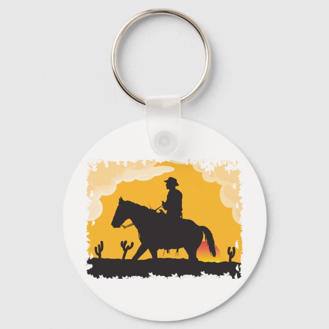 Sunset Cowboy Nyckelring (Framsida)