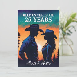 Sunset Cowboy och Cowgirl 25-årsjubileum Inbjudningar