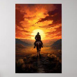 Sunset Cowboy Poster