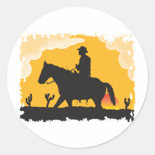 Sunset Cowboy Runt Klistermärke
