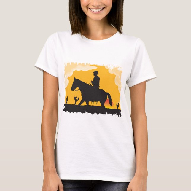 Sunset Cowboy T Shirt (Framsida)