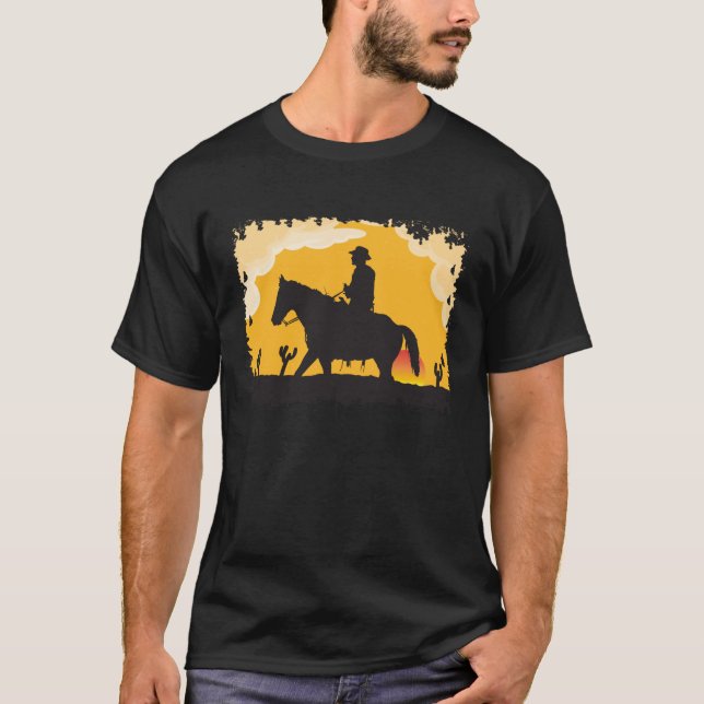 Sunset Cowboy T Shirt (Framsida)