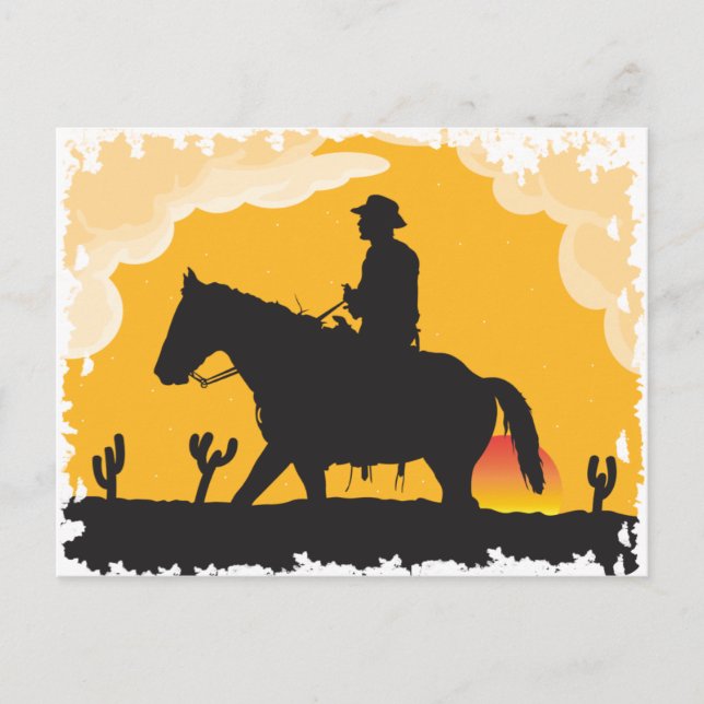 Sunset Cowboy Vykort (Framsida)