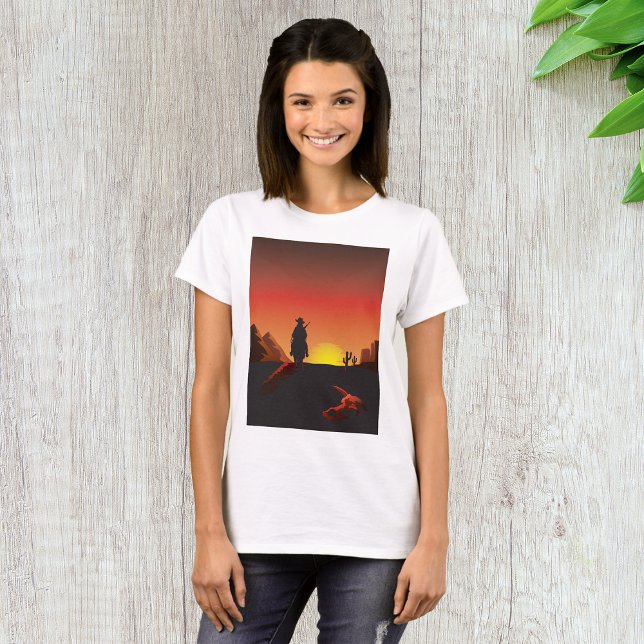 Sunset Cowboy Womens T-Shirt (Skapare uppladdad)