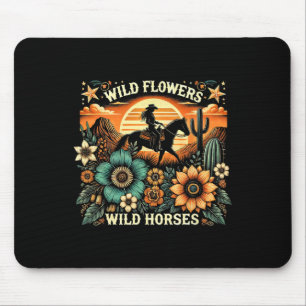 Sunset Cowgirl Riding Horse Vild Flowers - Vild Ho Musmatta