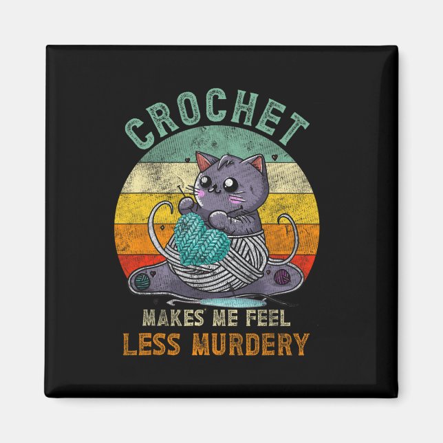 Sunset Crochet Cat Mamma får mig att känna mig min Magnet (Framsidan)