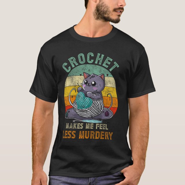 Sunset Crochet Cat Mamma får mig att känna mig min T Shirt (Framsida)