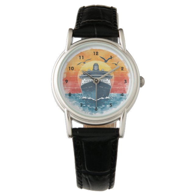 Sunset Cruise Ship Vacation Ocean Caribbean  Armbandsur (Framsida)