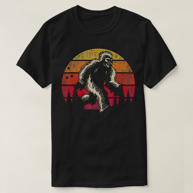 Sunset Cryptozoology Sasquatch Yeti Cryptid Retro T Shirt (Design framsida)